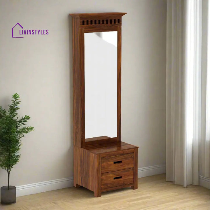 Renata Solid Sheesham Wood Dressing Table with Door and Drawer