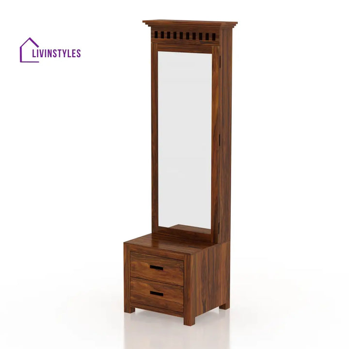 Renata Solid Sheesham Wood Dressing Table with Door and Drawer Dresser