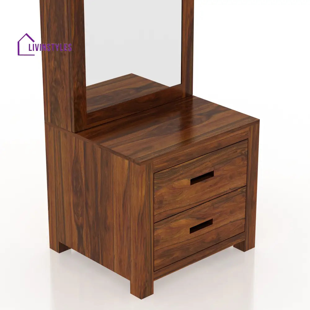 Renata Solid Sheesham Wood Dressing Table with Door and Drawer Dresser