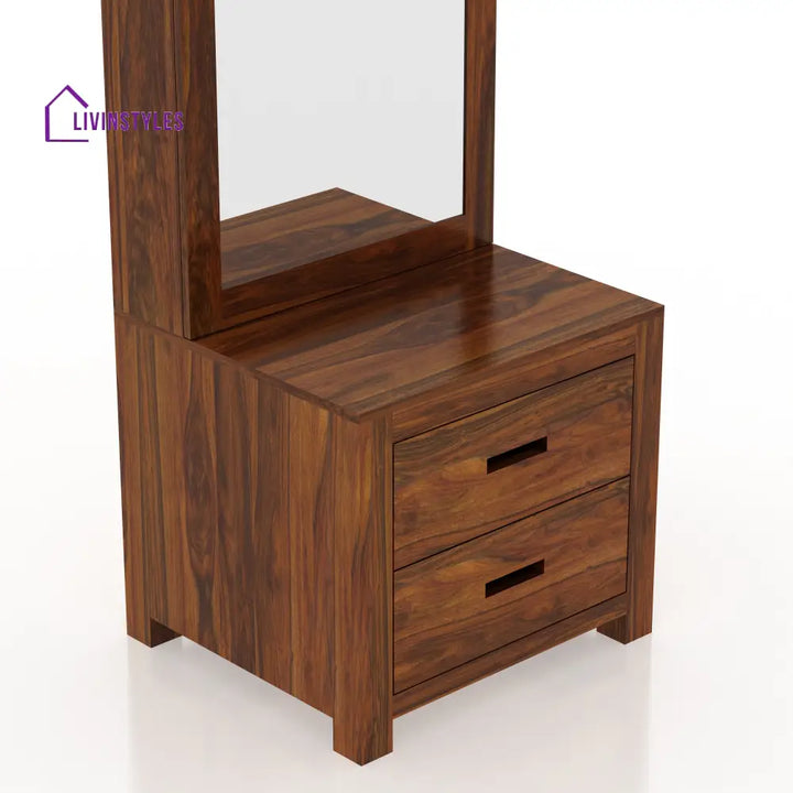 Renata Solid Sheesham Wood Dressing Table with Door and Drawer Dresser