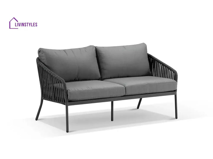 Restiva Outdoor Garden Balcony Sofa Set 2 Seater 2 Single Seater 1 Center Table Set Braid & Rope (Dark Grey) - Sofa Sets