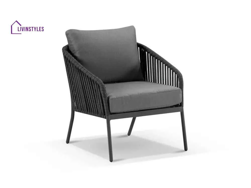 Restiva Outdoor Garden Balcony Sofa Set 2 Seater 2 Single Seater 1 Center Table Set Braid & Rope (Dark Grey) - Sofa Sets