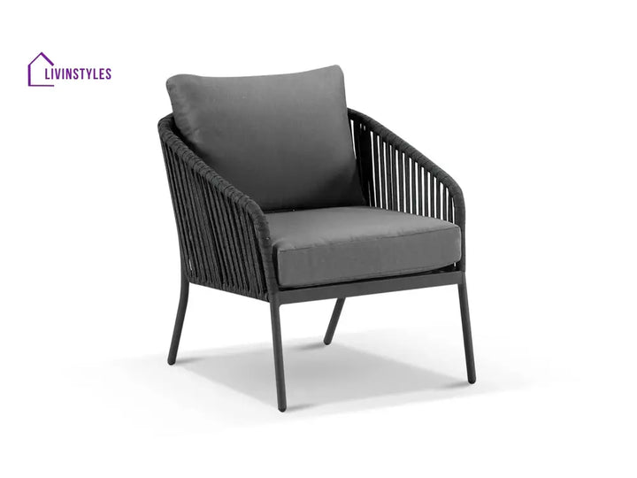 Restiva Outdoor Garden Balcony Sofa Set 2 Seater 2 Single Seater 1 Center Table Set Braid & Rope (Dark Grey) - Sofa Sets