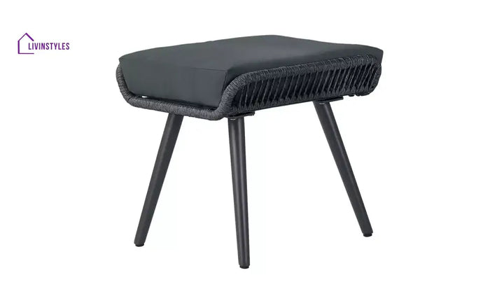 RETO Outdoor Sofa Set 5 Seater 2 ottoman and 1 Center Table Set (Black) Braided & Rope - Sofa Sets