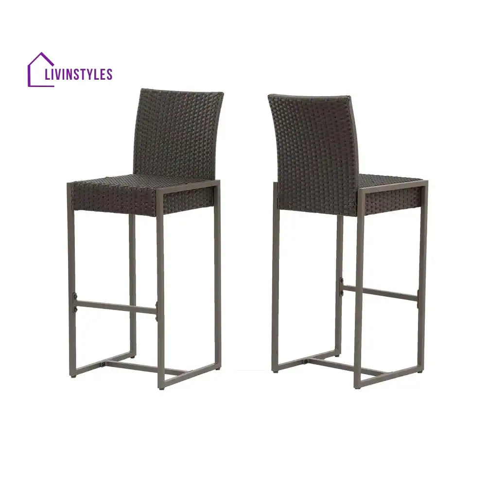 Retti Outdoor Patio Bar Chair 2 Chairs For Balcony (Brown) - Bar Sets