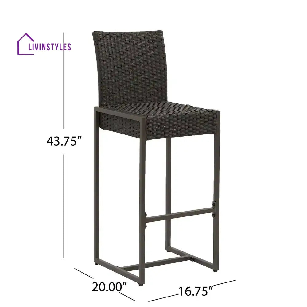 Retti Outdoor Patio Bar Chair 2 Chairs For Balcony (Brown) - Bar Sets