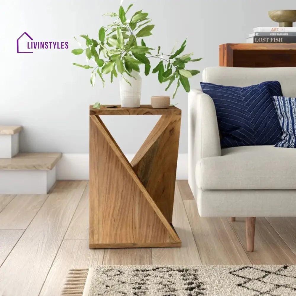 Reyansh Solid Wood Drink Table | Side Table for Living Room