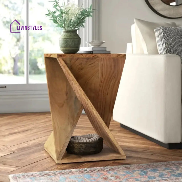 Reyansh Solid Wood Drink Table | Side Table for Living Room