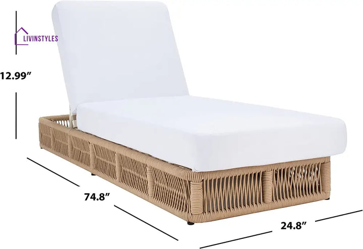 Reynard Outdoor Swimming Poolside Lounger (Tan) Braided & Rope - Loungers