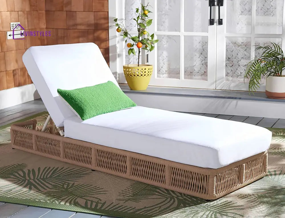 Reynard Outdoor Swimming Poolside Lounger (Tan) Braided & Rope - Loungers