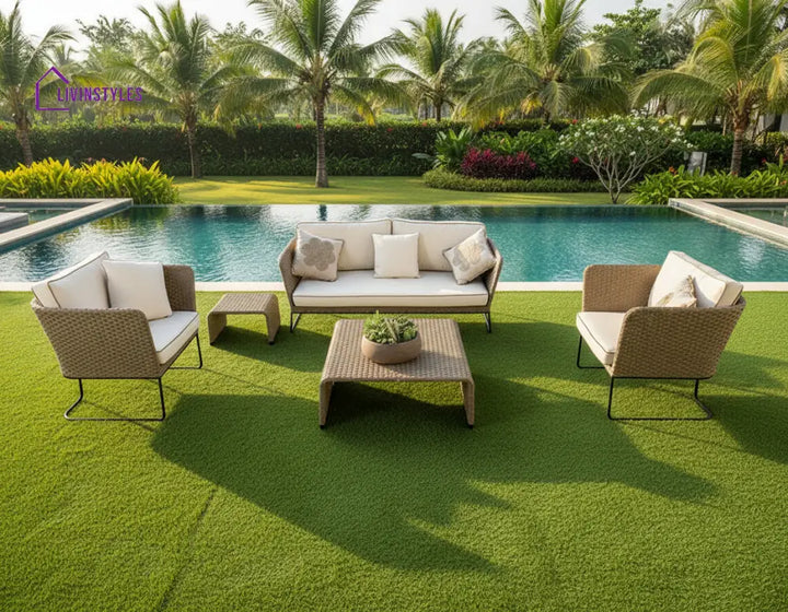 Ricci Outdoor Sofa Set 2 Seater 2 Single seater and 1 Center Table (Brown + Beige) - Sofa Sets