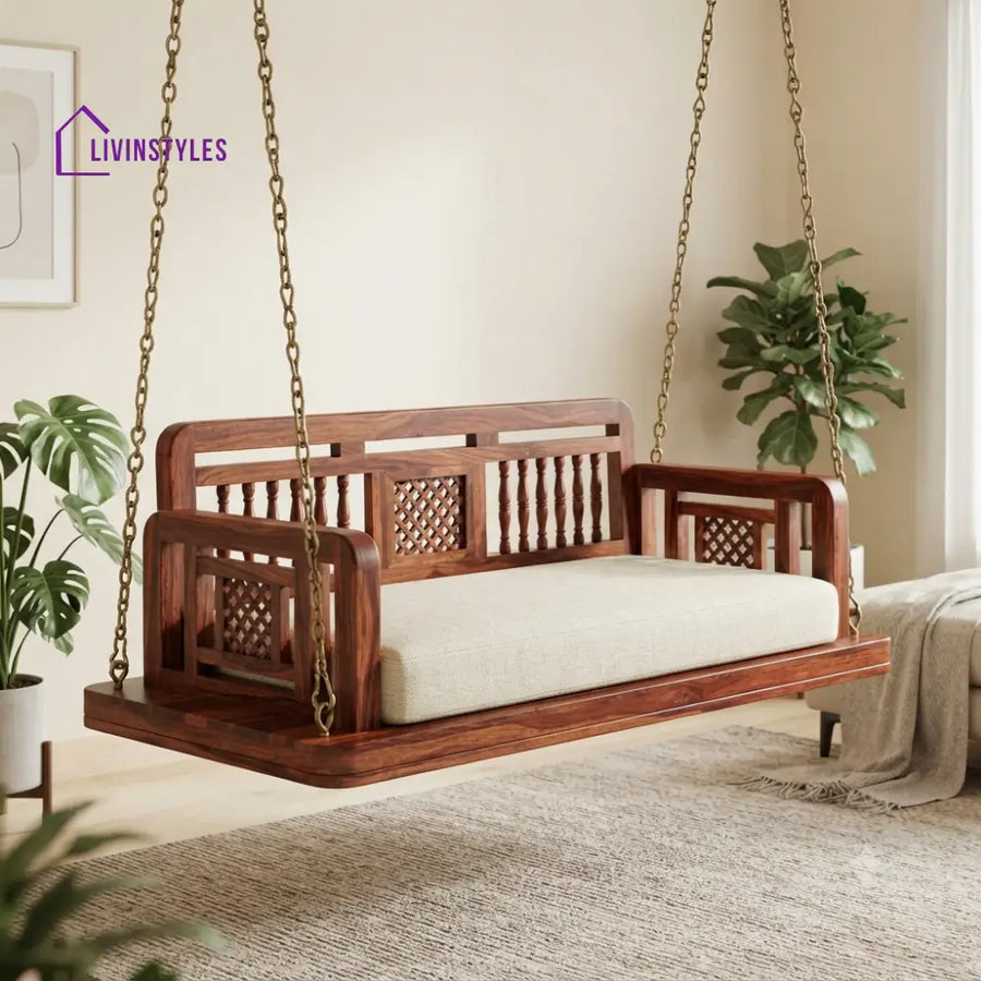 Richard 2 Seater Wooden Swing for Home | Wooden Jhula for home