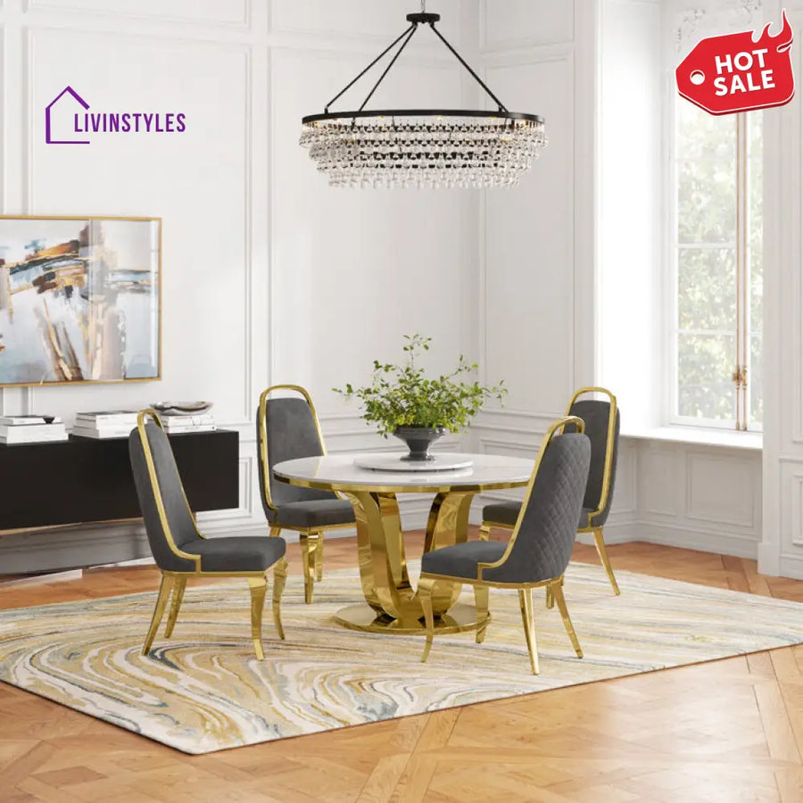 Ridge Stainless Steel Dining Table Set