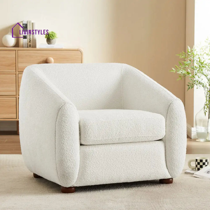 Ridhi Solid Wood and Fabric Arm Chair | Living Room Chair | Lounge Chair
