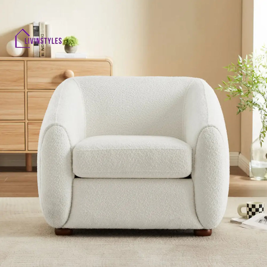 Ridhi Solid Wood and Fabric Arm Chair | Living Room Chair | Lounge Chair
