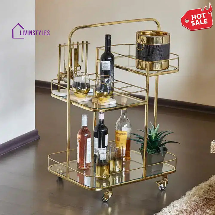 Ridhima Gold Serving Trolley For Home