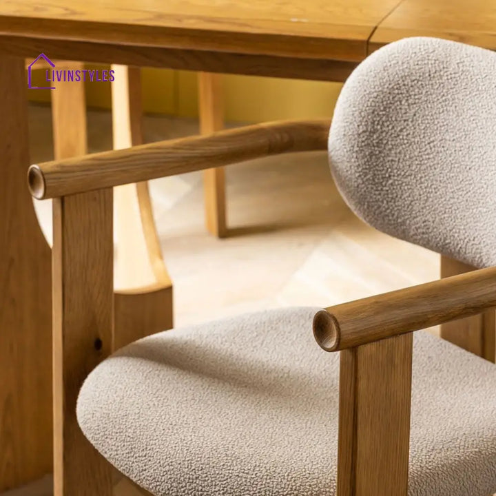 Ridhima Solid Oak Wood & Boucle Dining Chair
