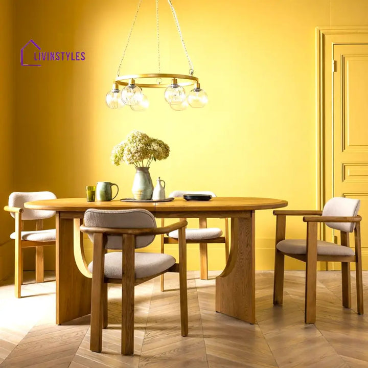 Ridhima Solid Oak Wood & Boucle Dining Chair