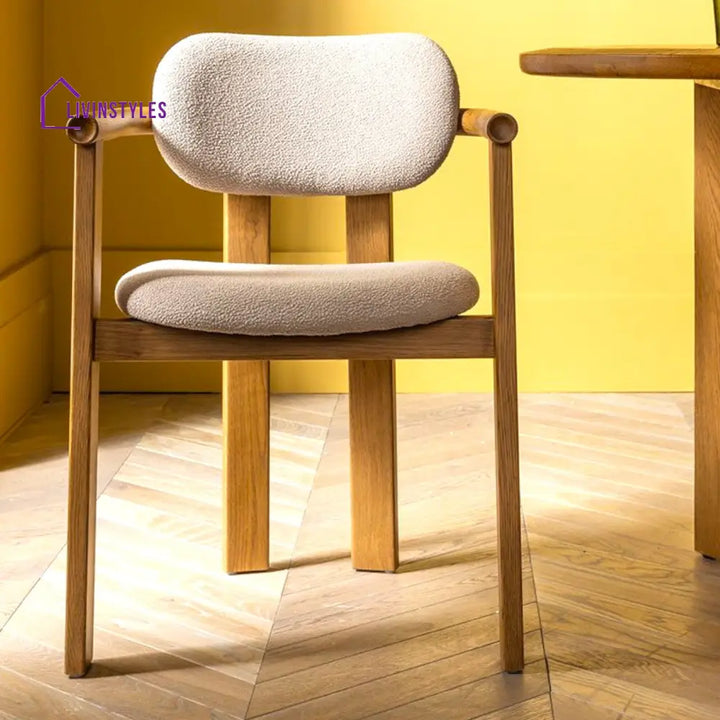 Ridhima Solid Oak Wood & Boucle Dining Chair