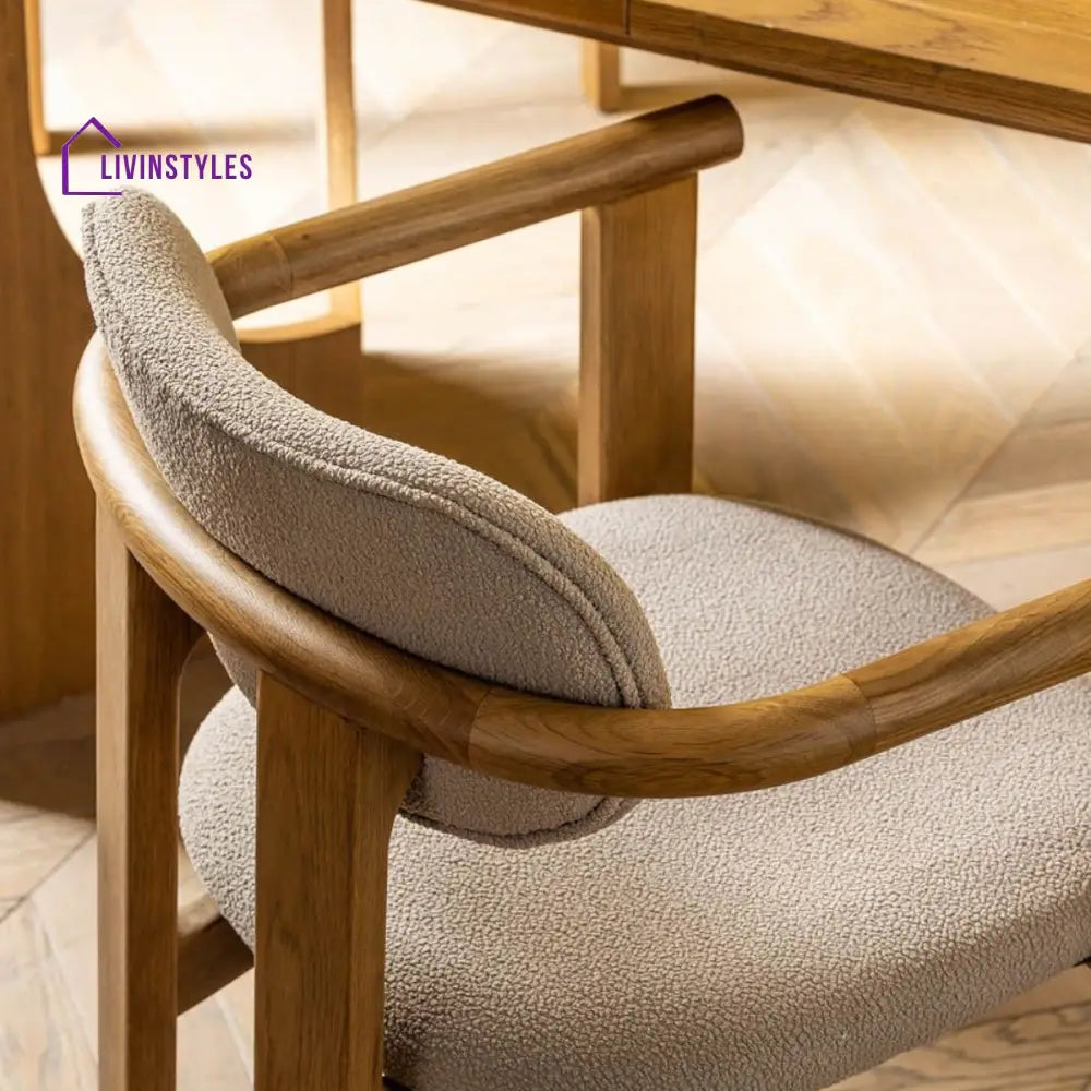 Ridhima Solid Oak Wood & Boucle Dining Chair
