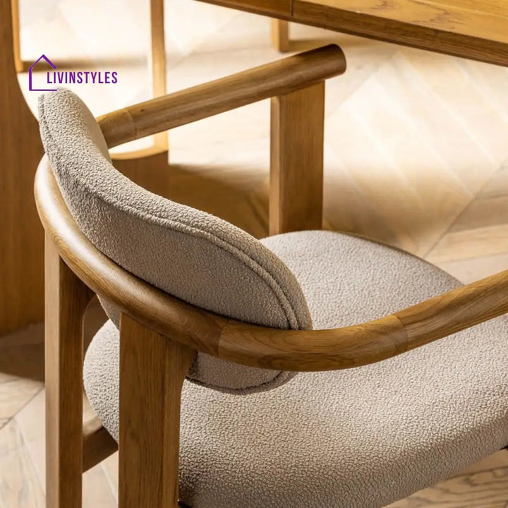 Ridhima Solid Oak Wood & Boucle Dining Chair