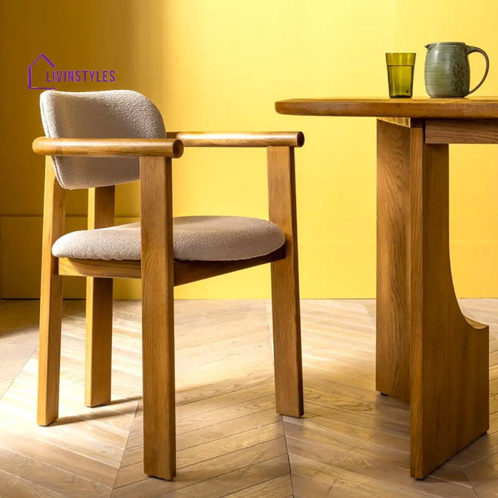 Ridhima Solid Oak Wood & Boucle Dining Chair