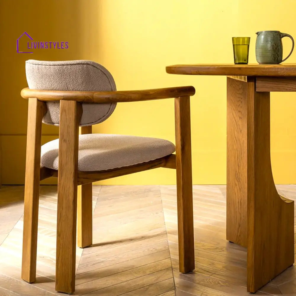 Ridhima Solid Oak Wood & Boucle Dining Chair