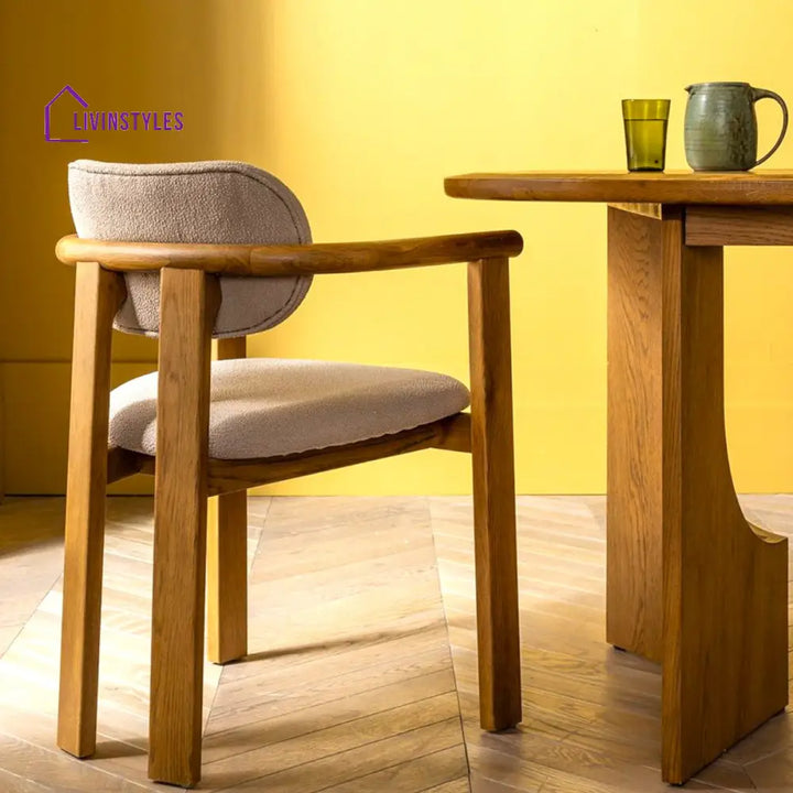 Ridhima Solid Oak Wood & Boucle Dining Chair
