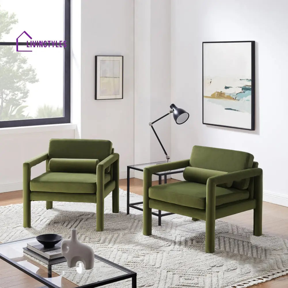 Ridhima Solid Wood and Fabric Arm Chair | Living Room Chair | Lounge Chair