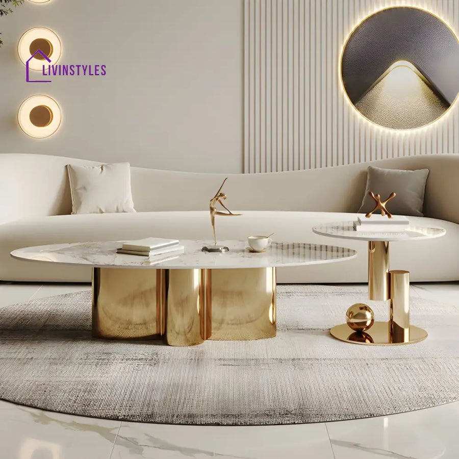 Ridhima Stainless Steel Coffee Table Set for Living Room