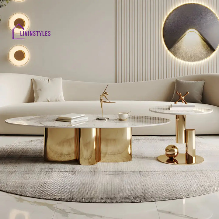 Ridhima Stainless Steel Coffee Table Set for Living Room