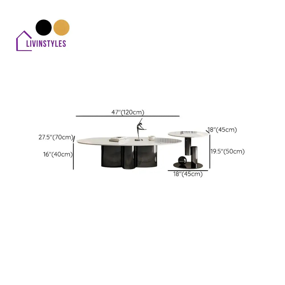 Ridhima Stainless Steel Coffee Table Set for Living Room