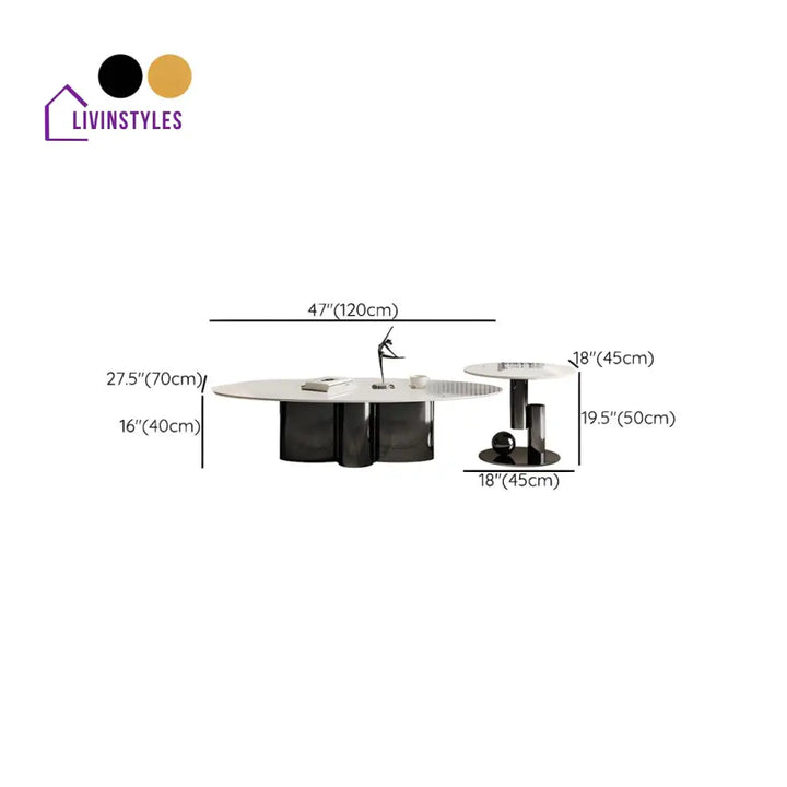 Ridhima Stainless Steel Coffee Table Set for Living Room