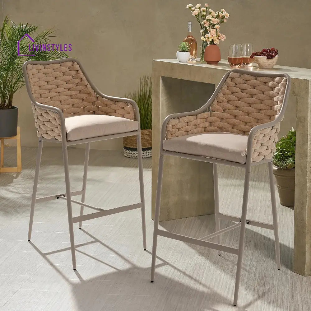 Rika 2-Piece Outdoor Rope Bar Chairs – Stylish Comfort Built to Last - Bar Chairs