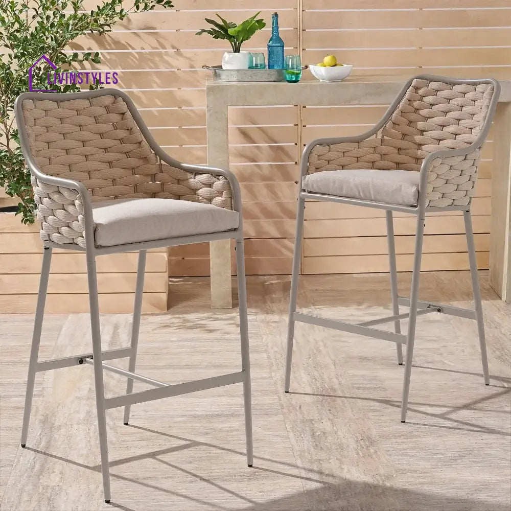 Rika 2-Piece Outdoor Rope Bar Chairs – Stylish Comfort Built to Last - Bar Chairs