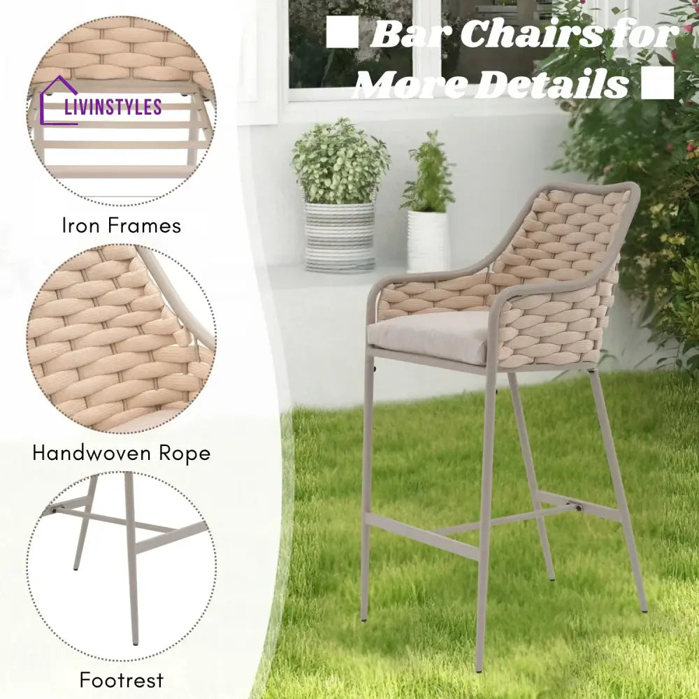 Rika 2-Piece Outdoor Rope Bar Chairs – Stylish Comfort Built to Last - Bar Chairs