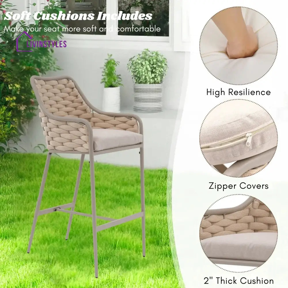 Rika 2-Piece Outdoor Rope Bar Chairs – Stylish Comfort Built to Last - Bar Chairs
