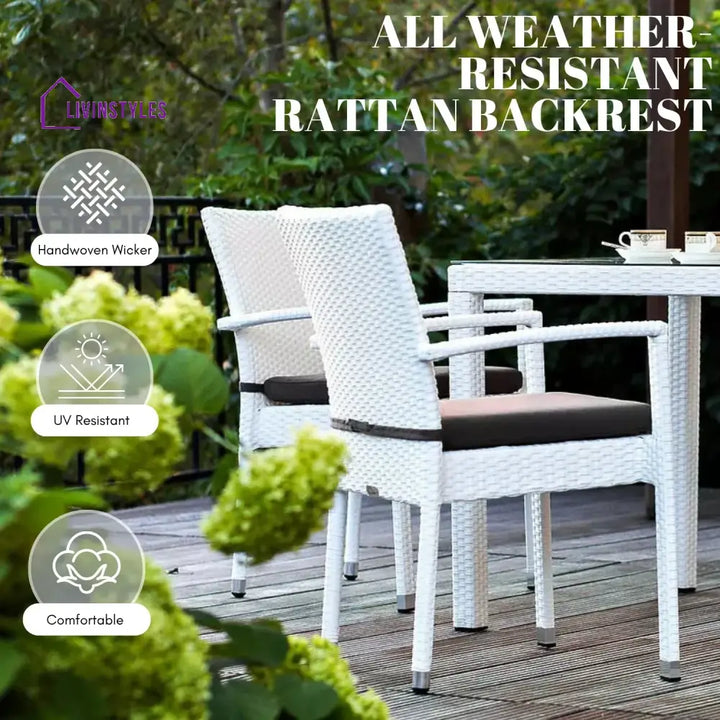Riko 5-Piece Outdoor Patio Dining Set With Rattan Chairs & Glass-Top Table - Dining Set