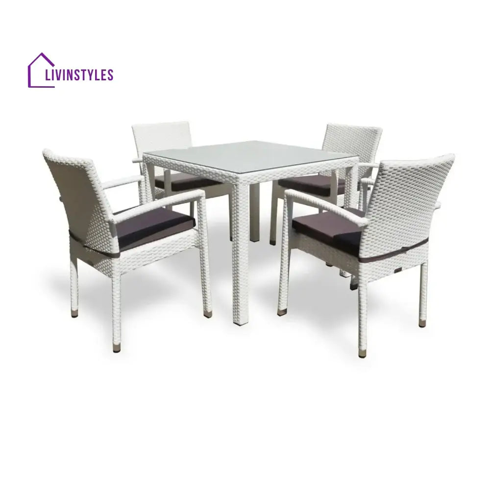 Riko 5-Piece Outdoor Patio Dining Set With Rattan Chairs & Glass-Top Table - Dining Set