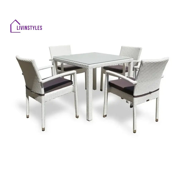Riko 5-Piece Outdoor Patio Dining Set With Rattan Chairs & Glass-Top Table - Dining Set