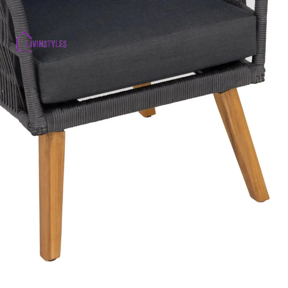 Riley 4-Piece Outdoor Rope Patio Furniture Set with Wood-Top Table - Sofa Set