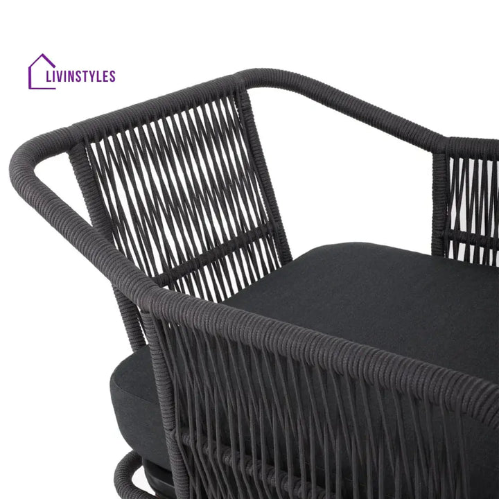 Riley 4-Piece Outdoor Rope Patio Furniture Set with Wood-Top Table - Sofa Set
