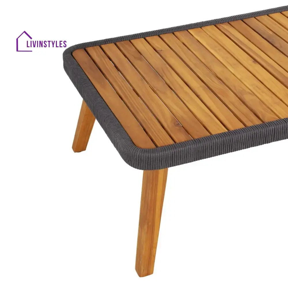 Riley 4-Piece Outdoor Rope Patio Furniture Set with Wood-Top Table - Sofa Set