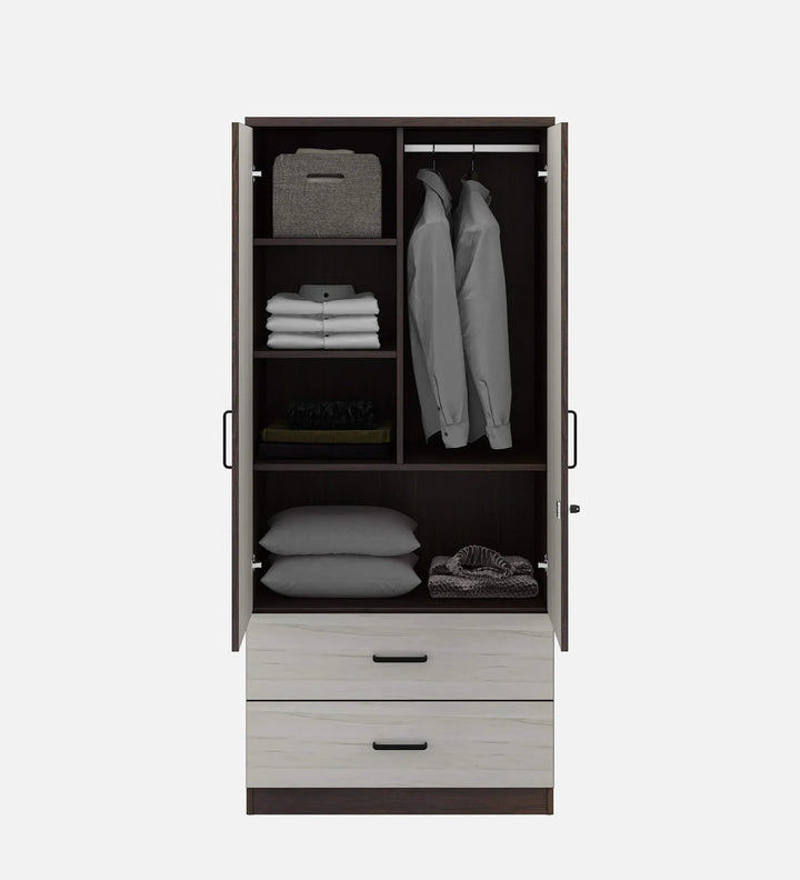 Omkarwood Rillo Premium 2-Door Engineered Wood Wardrobe with Drawer Storage