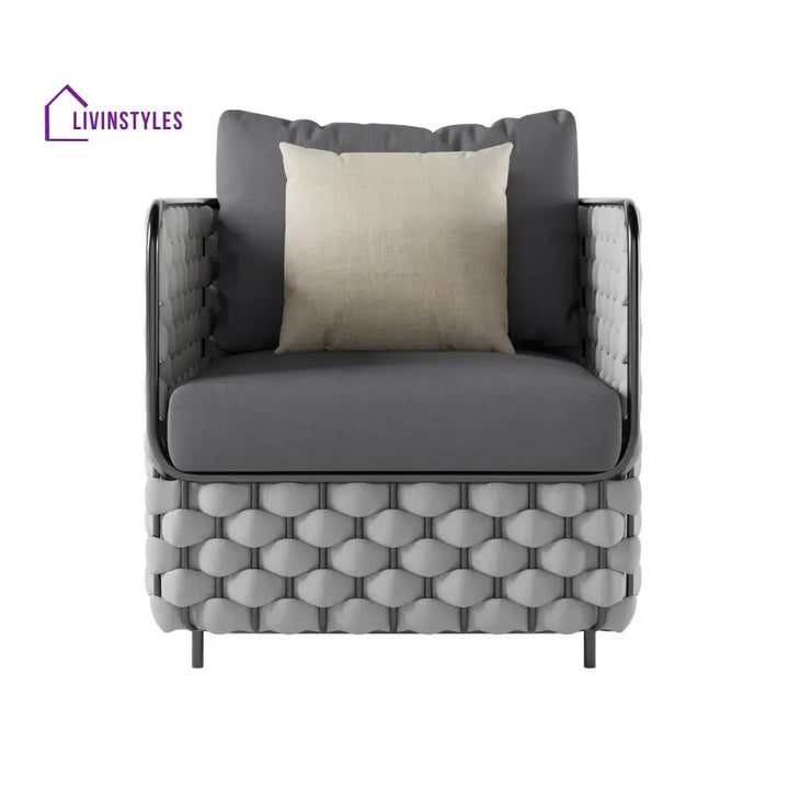 Rina 4 Piece Outdoor Rope Sofa Set with Glass Top Coffee Table (Light Grey & Dark Grey) - Sofa Set