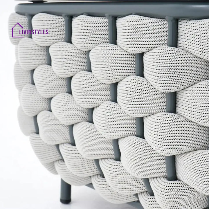 Rina 4 Piece Outdoor Rope Sofa Set with Glass Top Coffee Table (Light Grey & Dark Grey) - Sofa Set