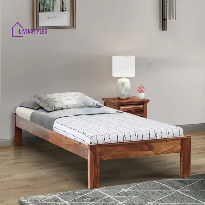 Divyam Sheesham Wood Single Beds Natural Bedroom Furniture Sets