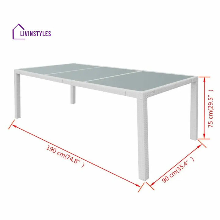 Rinaldo Outdoor Patio Dining Set 8 Chairs and 1 Table (White) - Dining sets