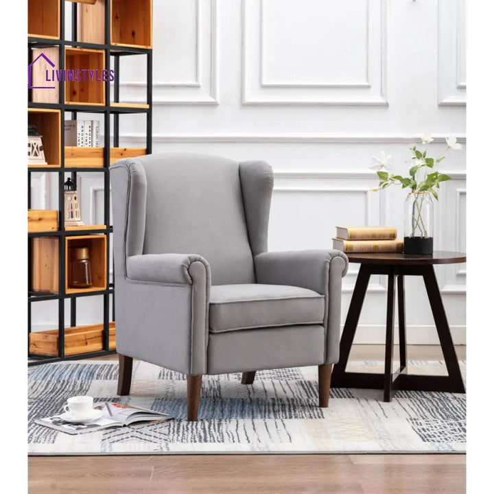Rinita Solid Wood and Fabric Arm Chair | Living Room Chair | Lounge Chair