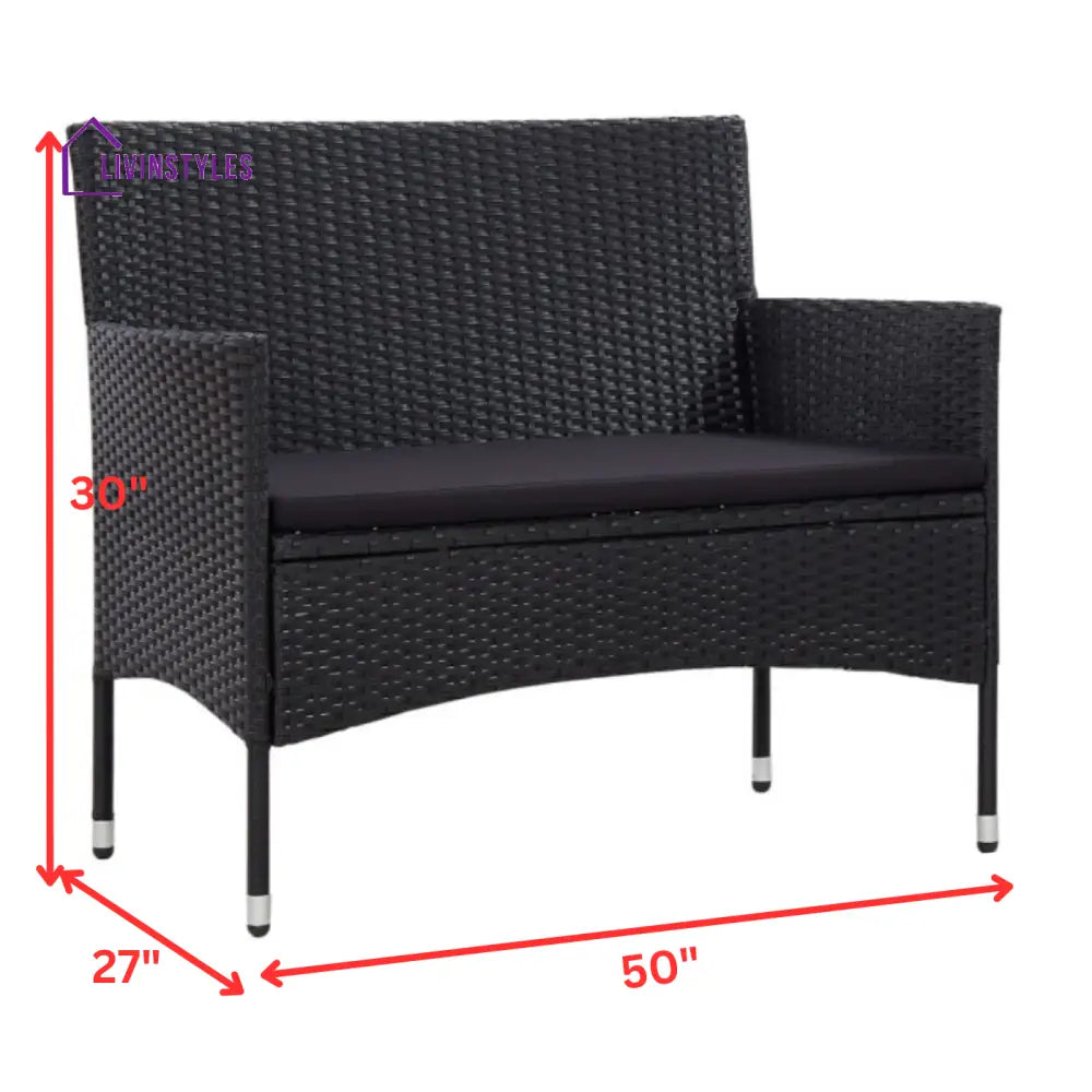 Rino Outdoor 2 seater Sofa (Black) - Sofa Sets